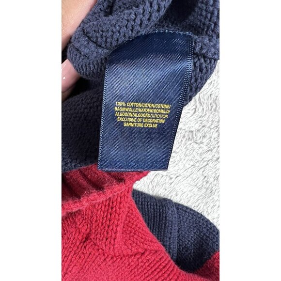Ralph Lauren Boys’ Quarter-Zip Sweater - Red and Navy Big Pony - Size 8 - Picture 8 of 12